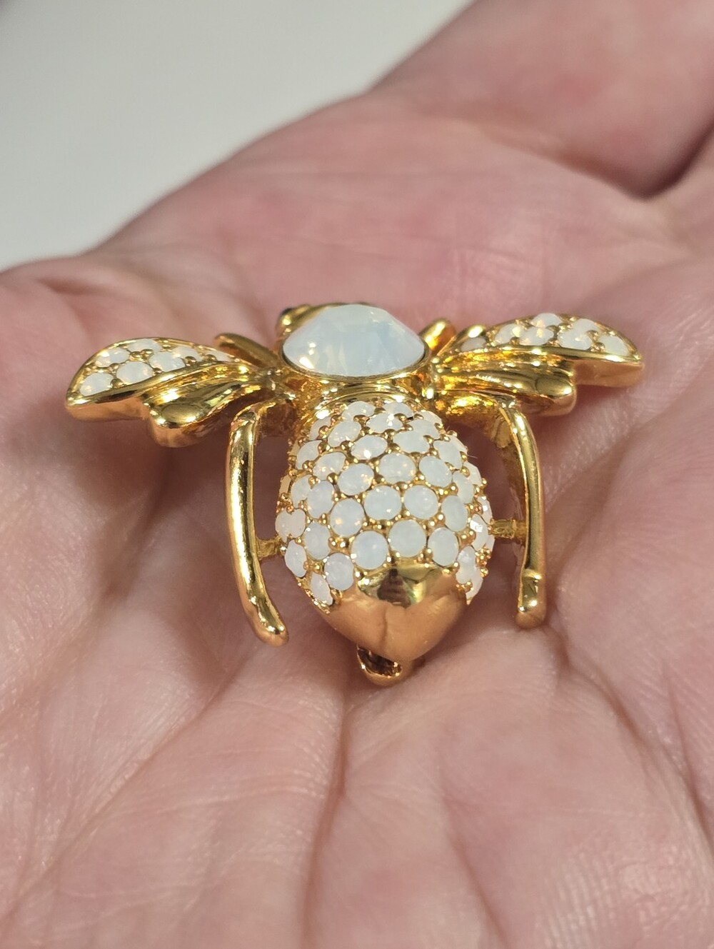 Vintage Joan Rivers Opal Bee October Birthday Brooch - Picture 6 of 14